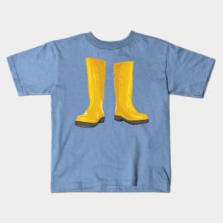 Yellow Rain Boots Kids T-Shirt